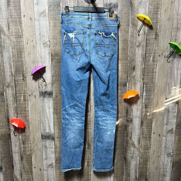 5/$25 American Eagle Slim Straight High Rise Ripped Jeans - Picture 2 of 5